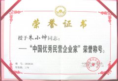 09中國優秀民營企業榮譽證書